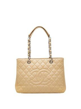 Chanel Quilted Gst Tote Chain Beige